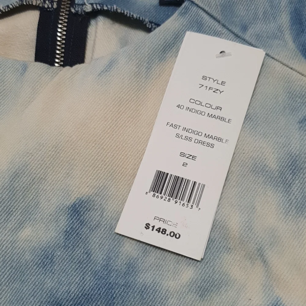 French Connection Indigo Marble Denim Cotton Dress - Picture 3 of 7